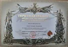 Е.Ф. Лахова была награждена Министром обороны РФ С.Шойгу