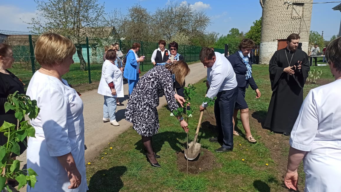 Открытие  мемориальной  доски и высадка сиреневой аллеи в память о медработниках  - ветеранах и участниках ВОВ